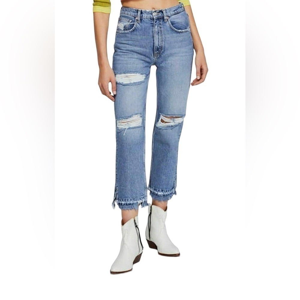 We The Free Jeans High Rise Distressed Lita Cropped Jeans Size 27 Light Wash